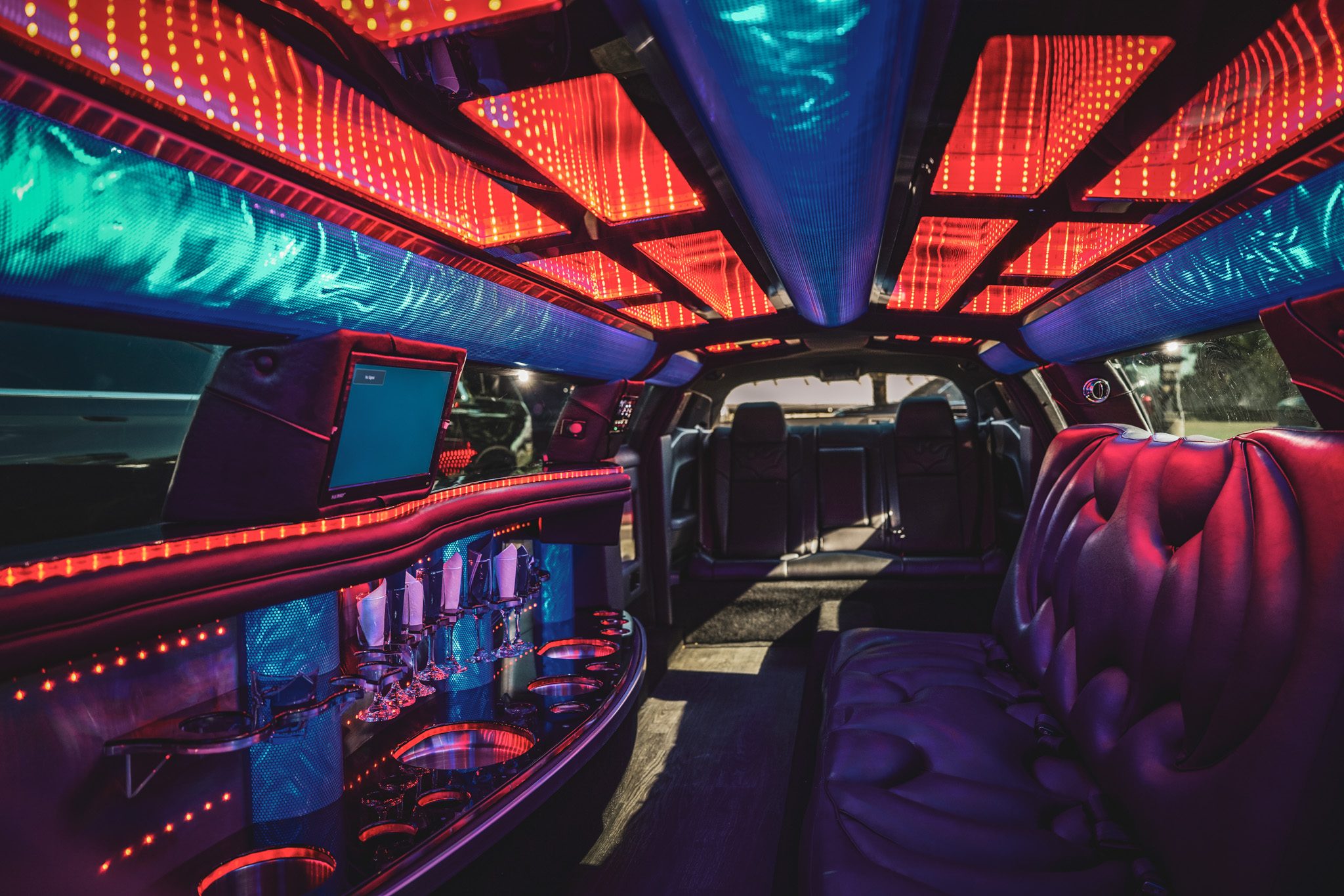 LED-lit limousine interior