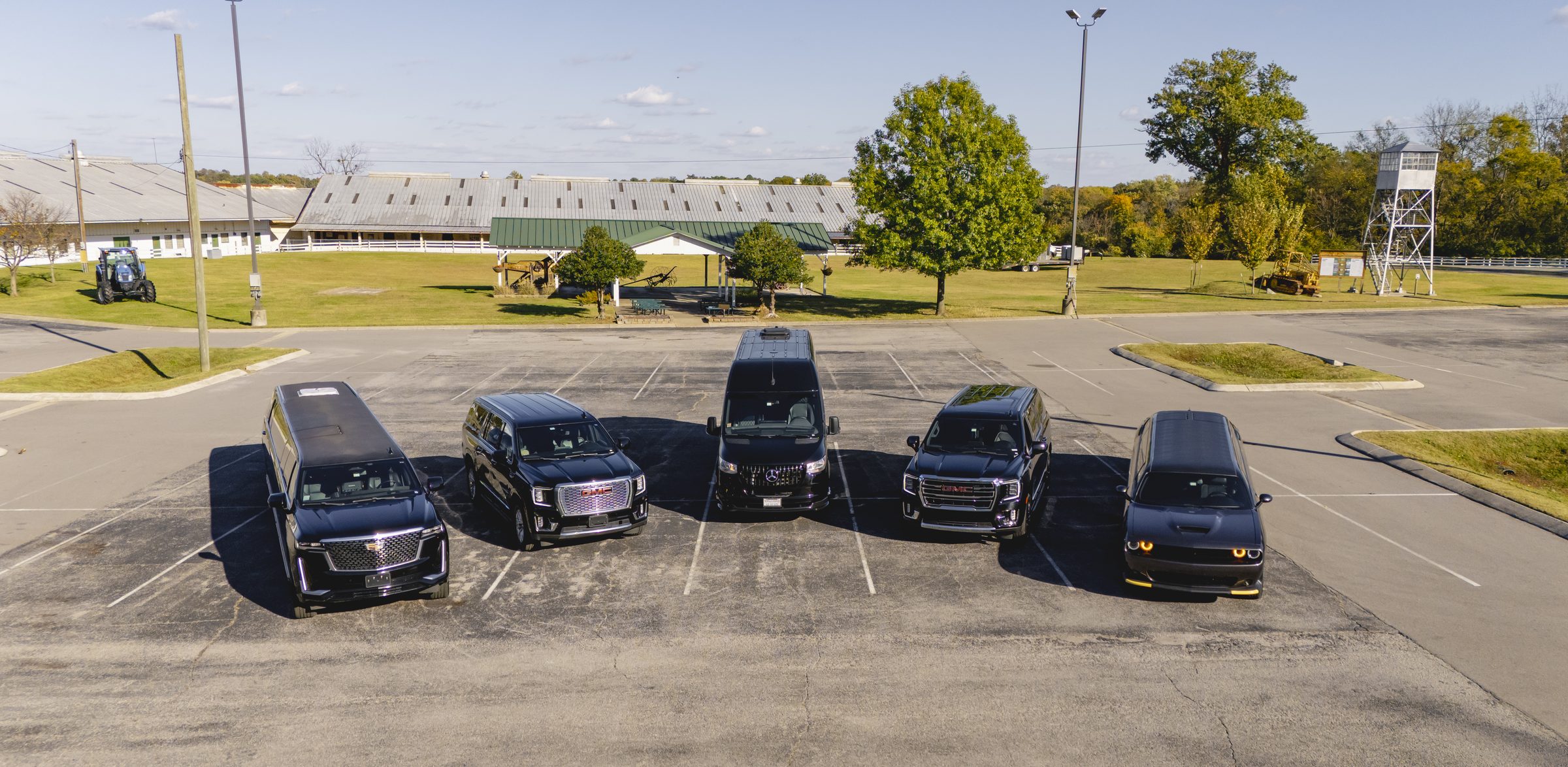 The Nashlux fleet of black vehicles lined up